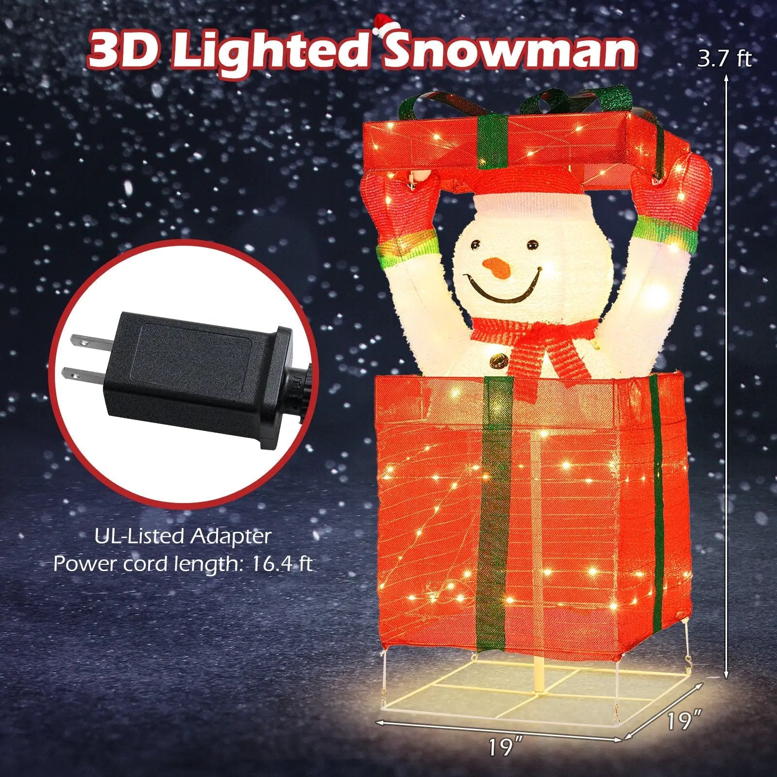 Lighted Snowman in Gift Box Christmas Decoration by DirectDeals
