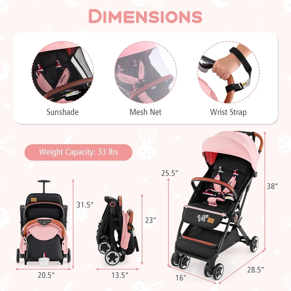Lightweight Aluminium Frame Baby Stroller with Net by DirectDeals