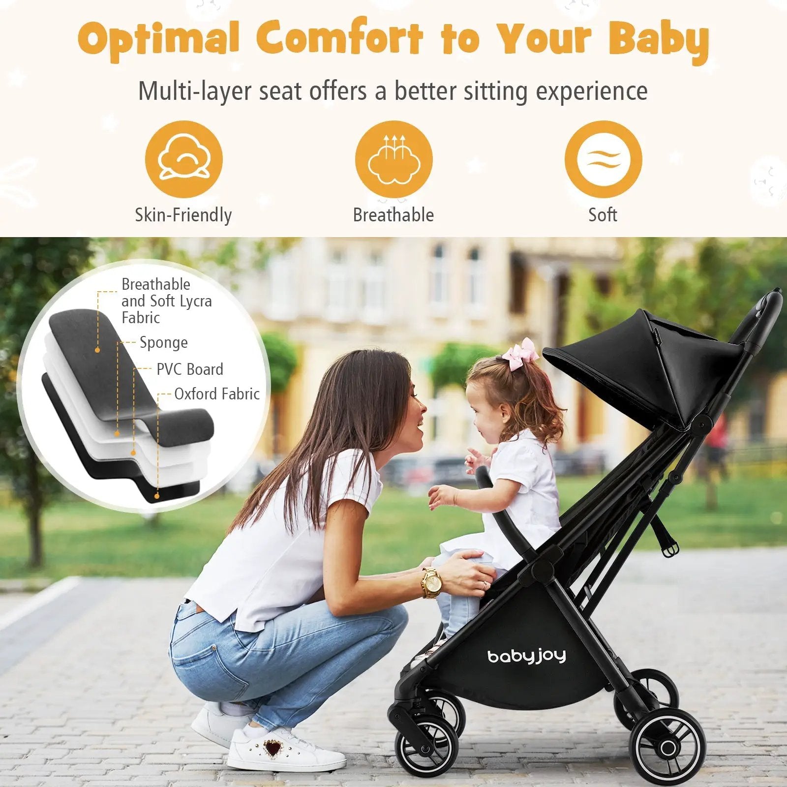 Lightweight Baby Stroller |Compact Travel Stroller for Airplane Fits Airplane Cabin & Overhead by DirectDeals