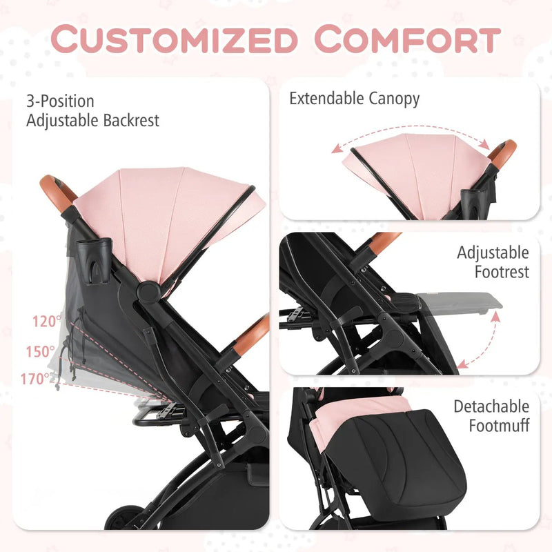 Lightweight Baby Stroller Compact Travel Stroller with One-Hand Folding by DirectDeals