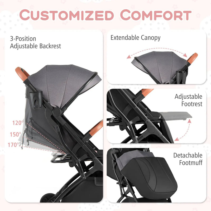 Lightweight Baby Stroller Compact Travel Stroller with One-Hand Folding by DirectDeals