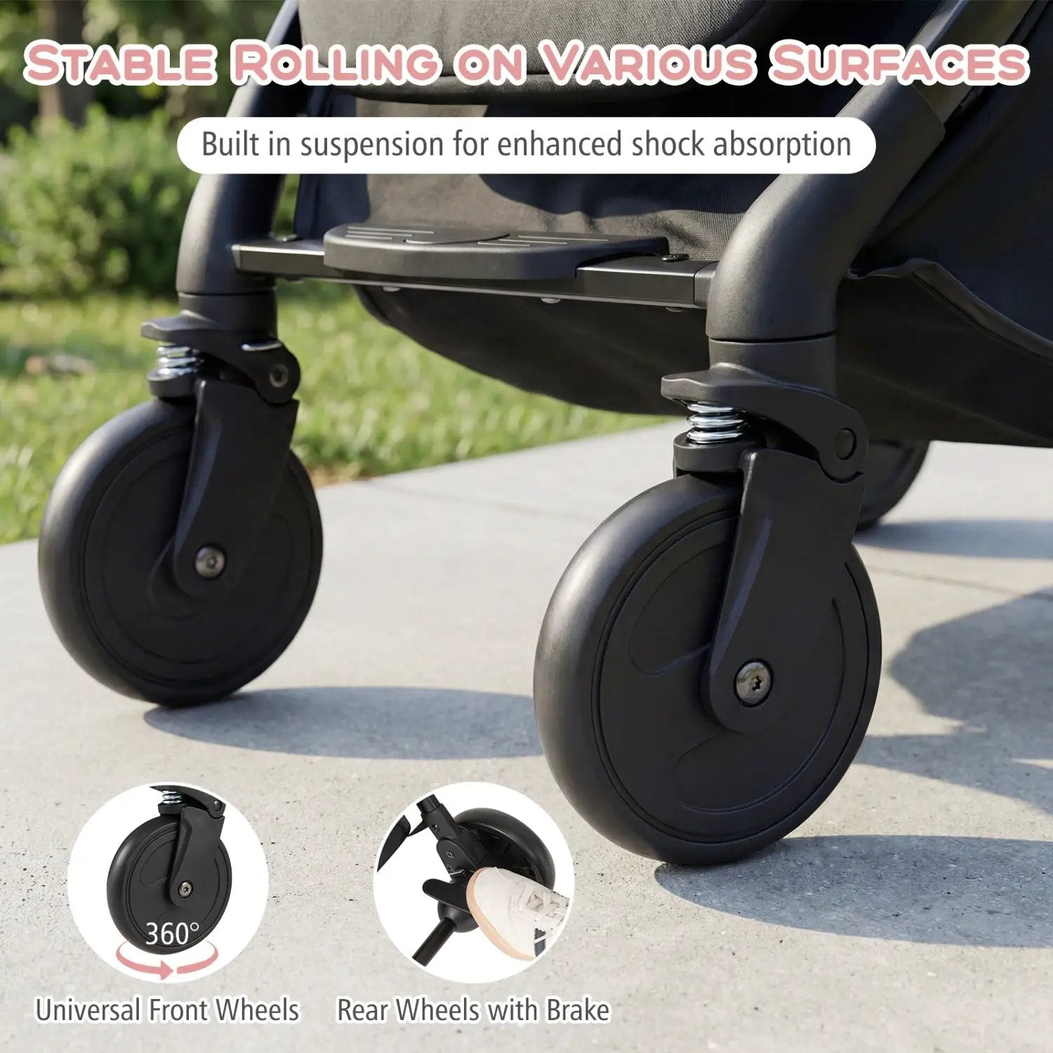 Lightweight Baby Stroller Compact Travel Stroller with One-Hand Folding by DirectDeals