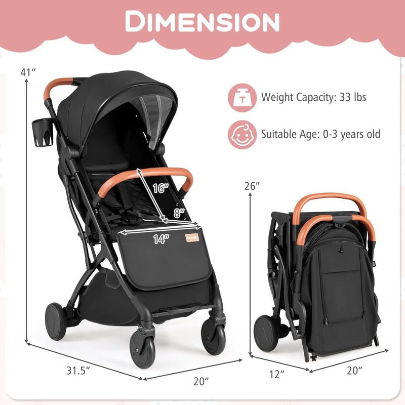 Lightweight Baby Stroller Compact Travel Stroller with One-Hand Folding by DirectDeals