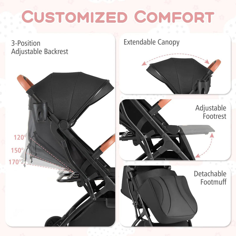 Lightweight Baby Stroller Compact Travel Stroller with One-Hand Folding by DirectDeals