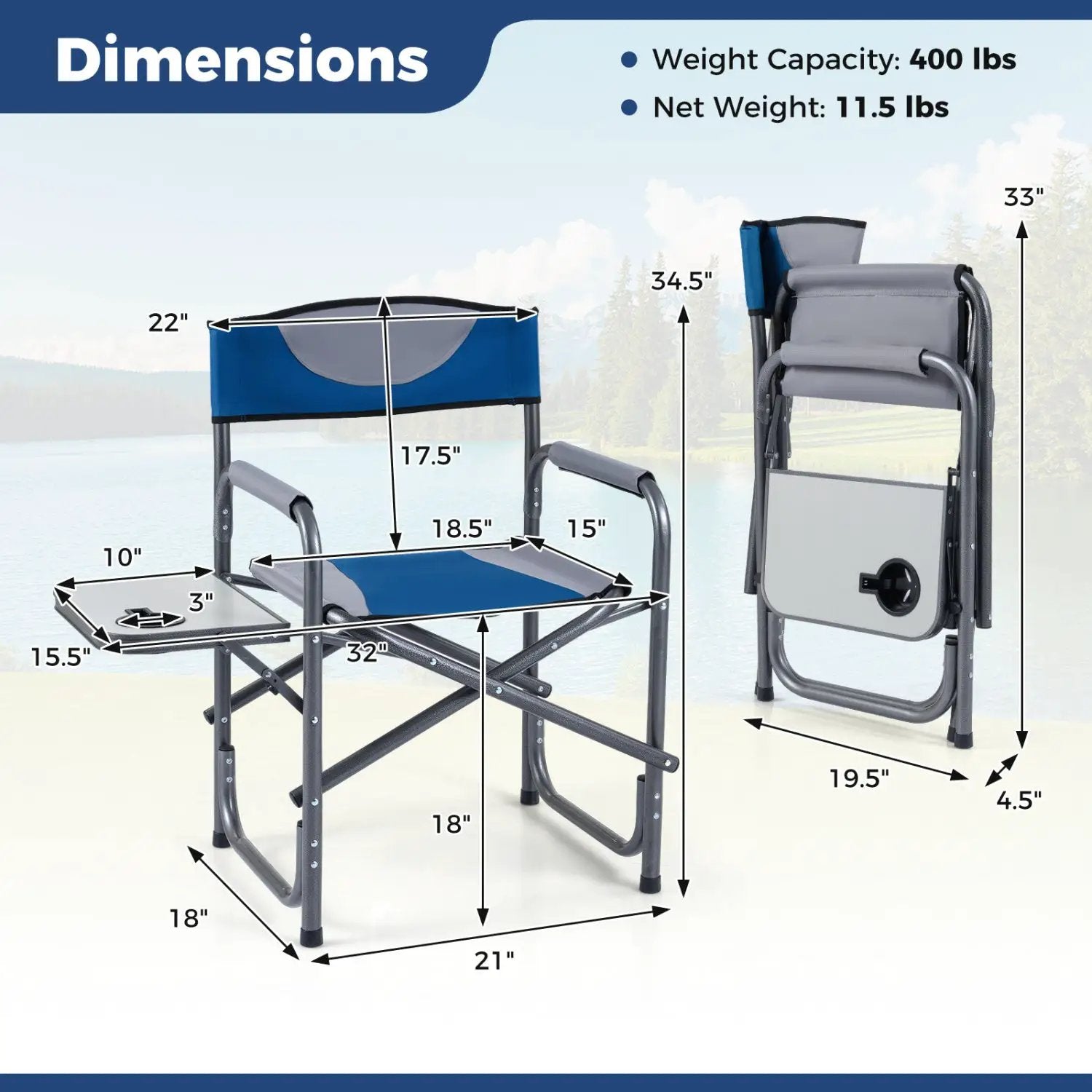 Lightweight Folding Camping Chair with Side Table by DirectDeals