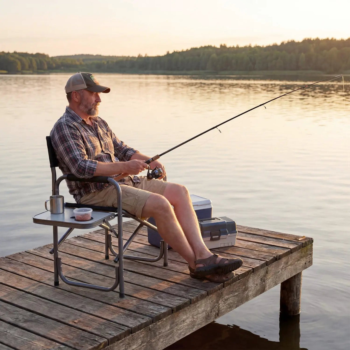 Lightweight Folding Camping Chair with Side Table by DirectDeals