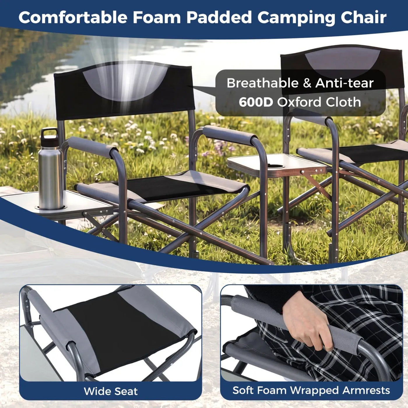 Lightweight Folding Camping Chair with Side Table by DirectDeals