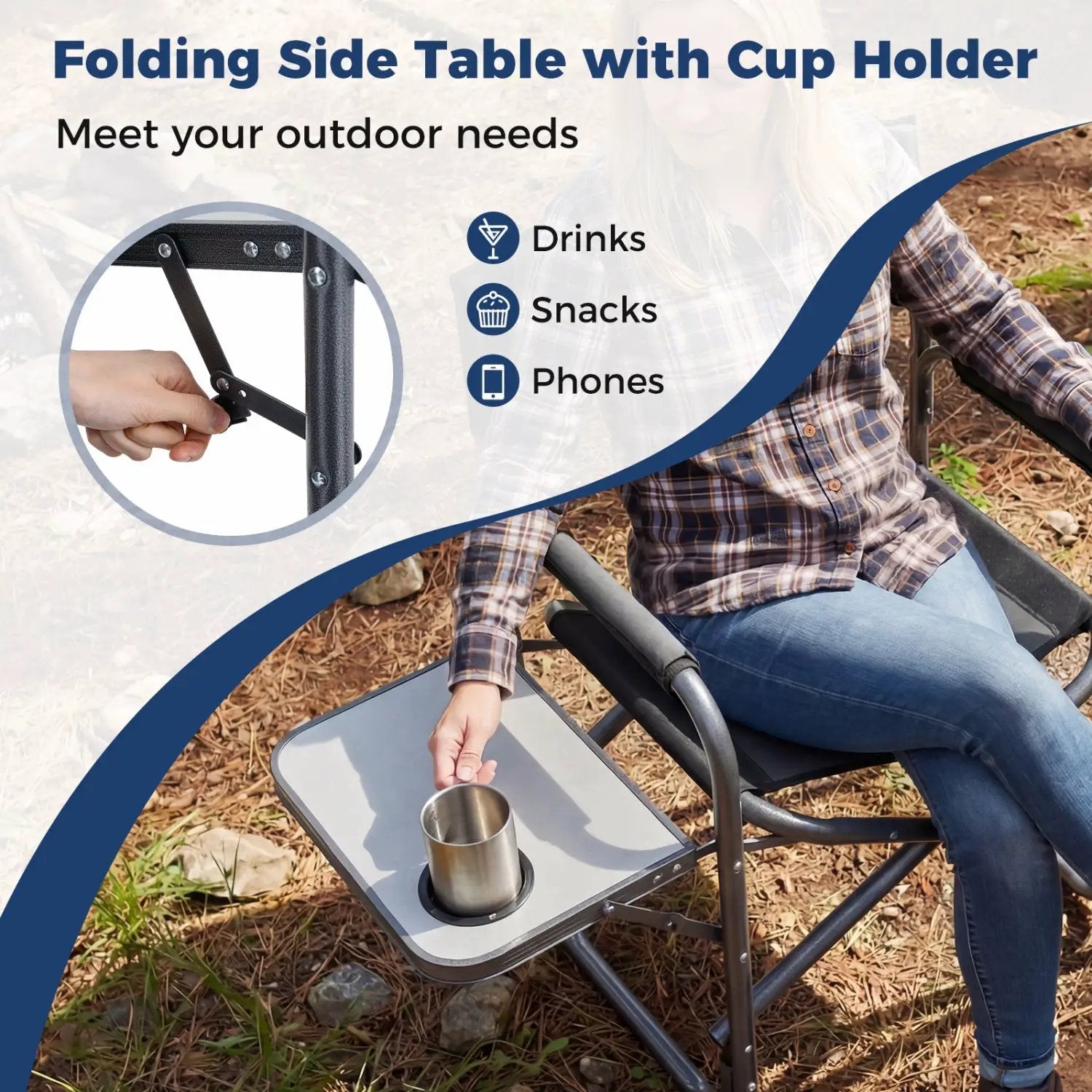 Lightweight Folding Camping Chair with Side Table by DirectDeals