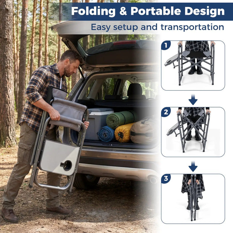 Lightweight Folding Camping Chair with Side Table by DirectDeals
