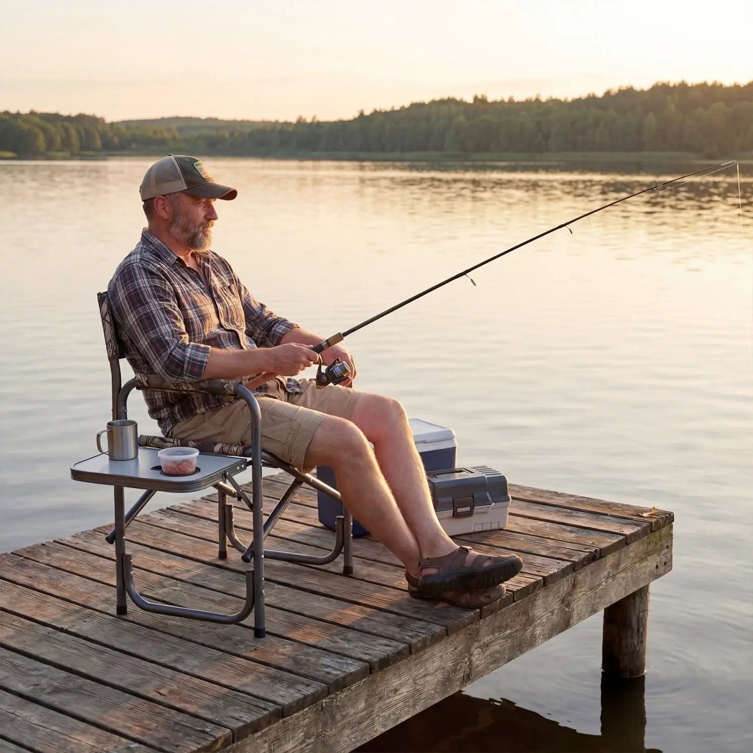 Lightweight Folding Camping Chair with Side Table by DirectDeals
