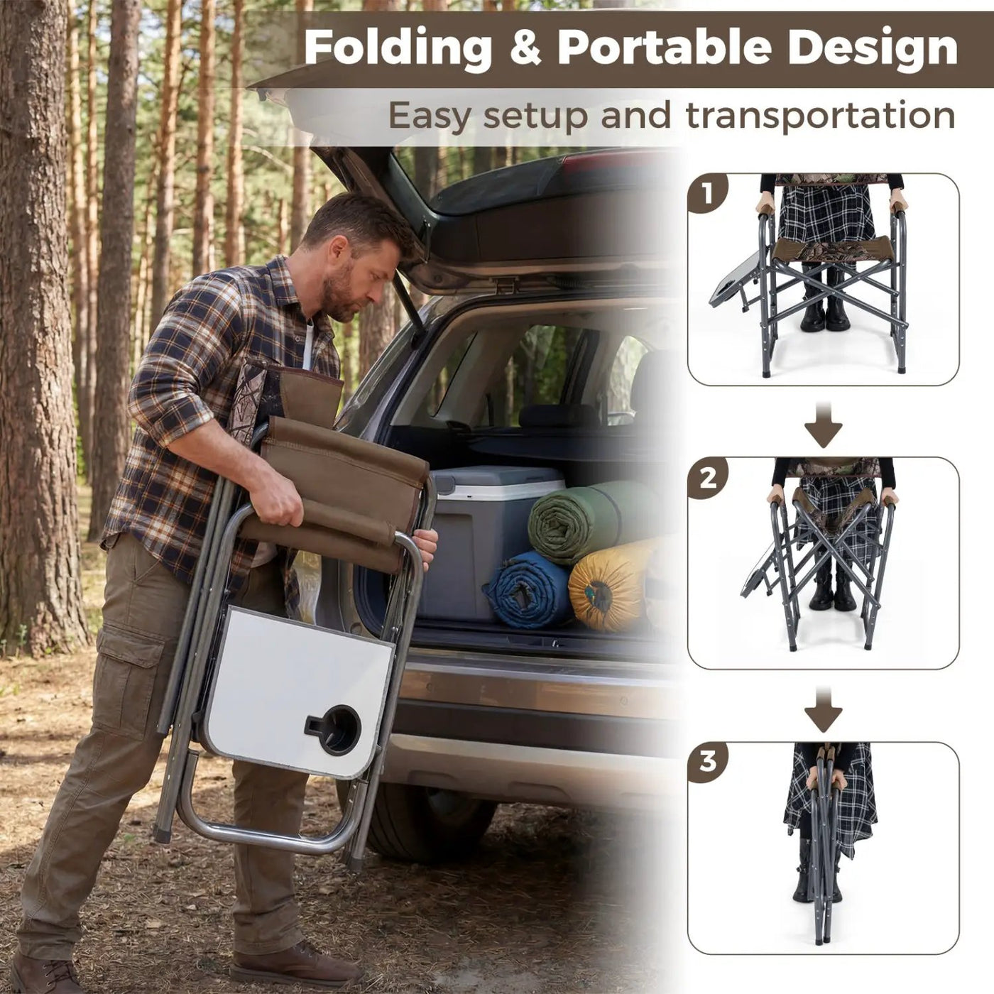 Lightweight Folding Camping Chair with Side Table by DirectDeals