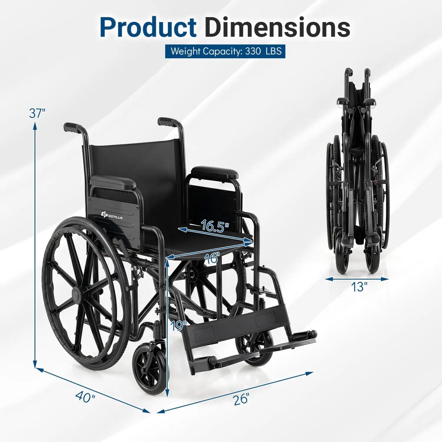Folding Wheelchair for Adults with Swing-Away Footrest by DirectDeals