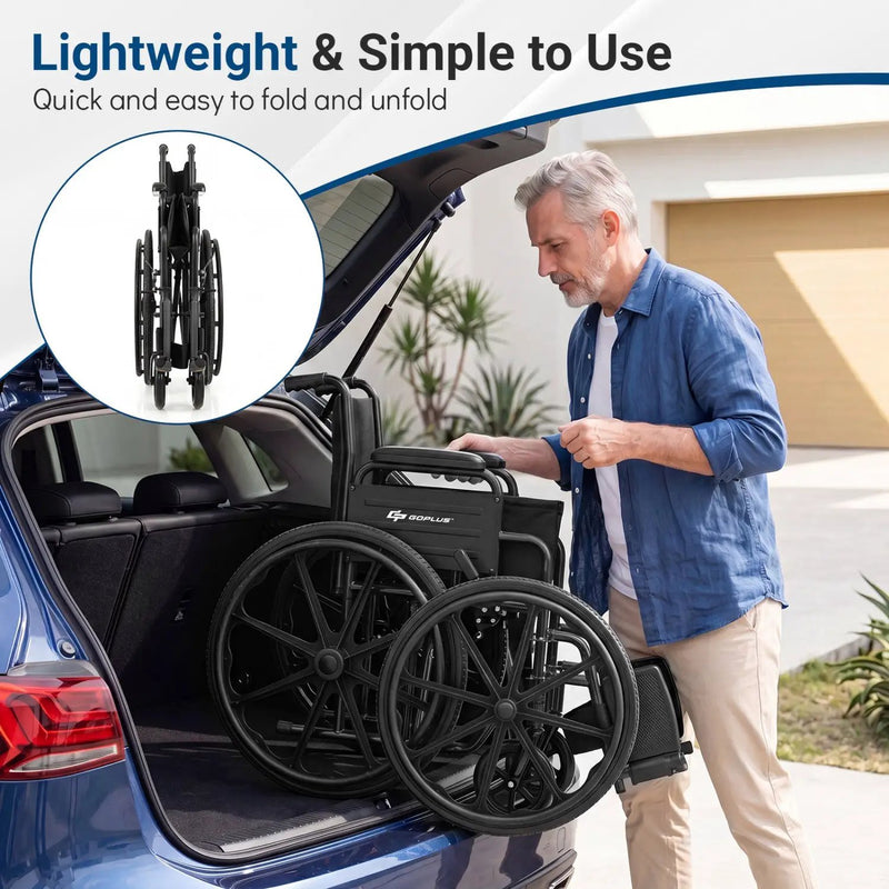 Folding Wheelchair for Adults with Swing-Away Footrest by DirectDeals