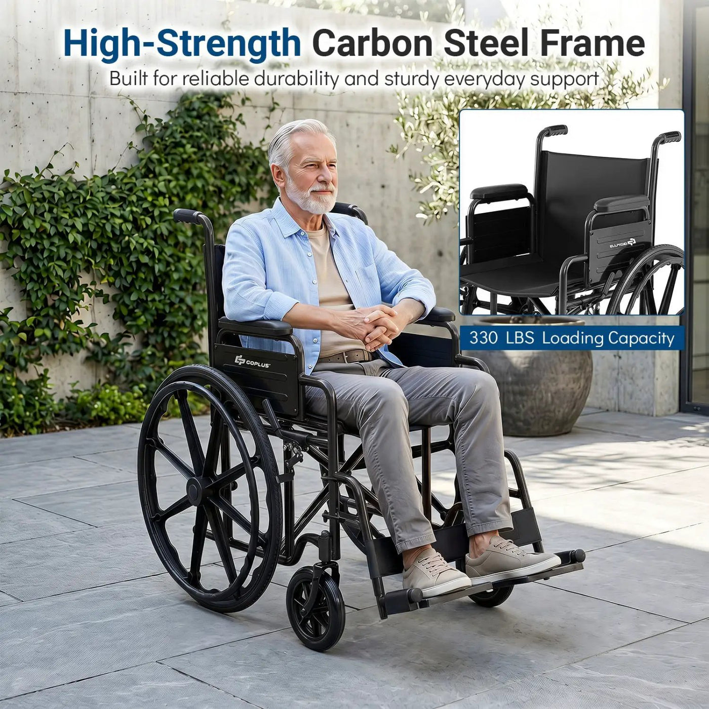 Folding Wheelchair for Adults with Swing-Away Footrest by DirectDeals