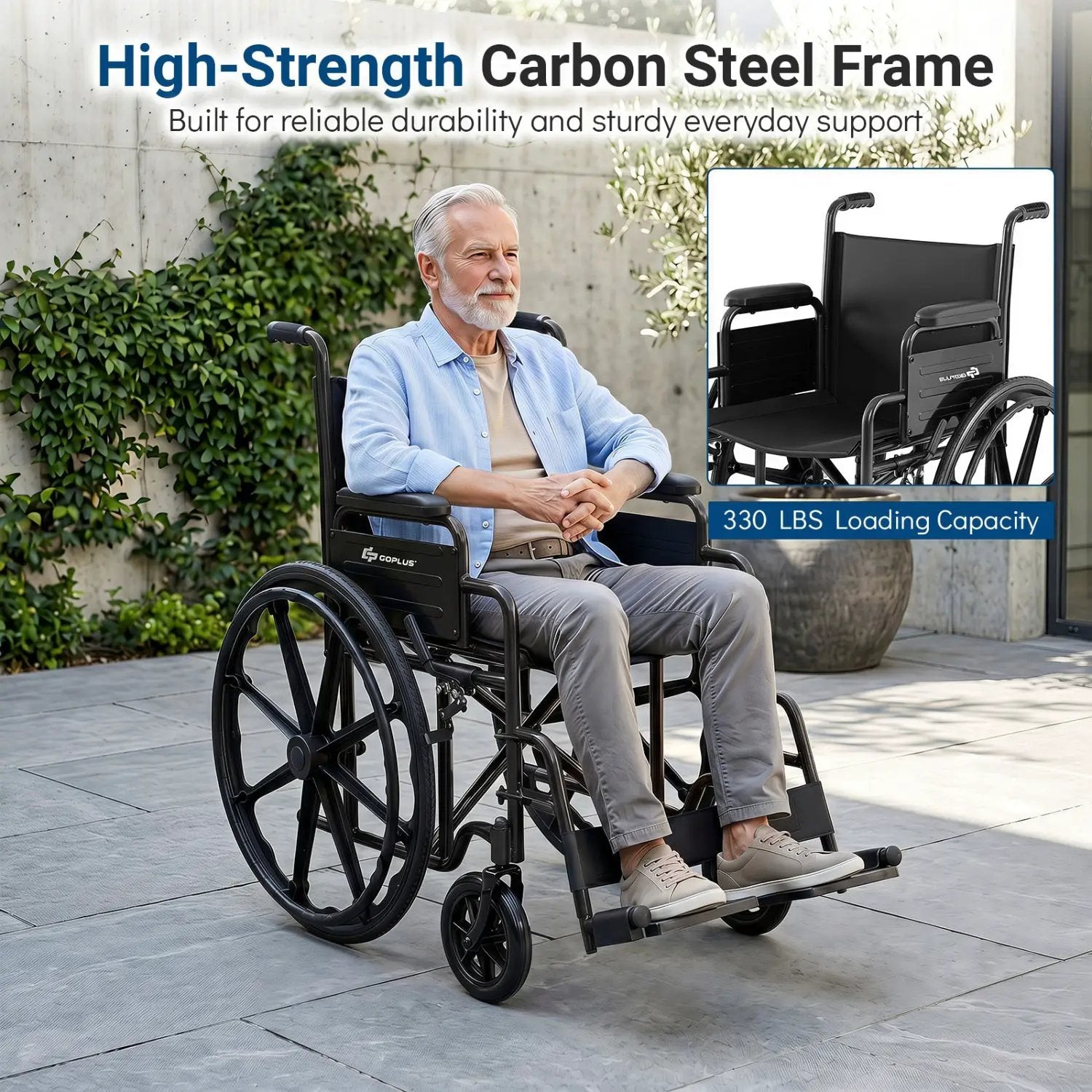 Folding Wheelchair for Adults with Swing-Away Footrest by DirectDeals