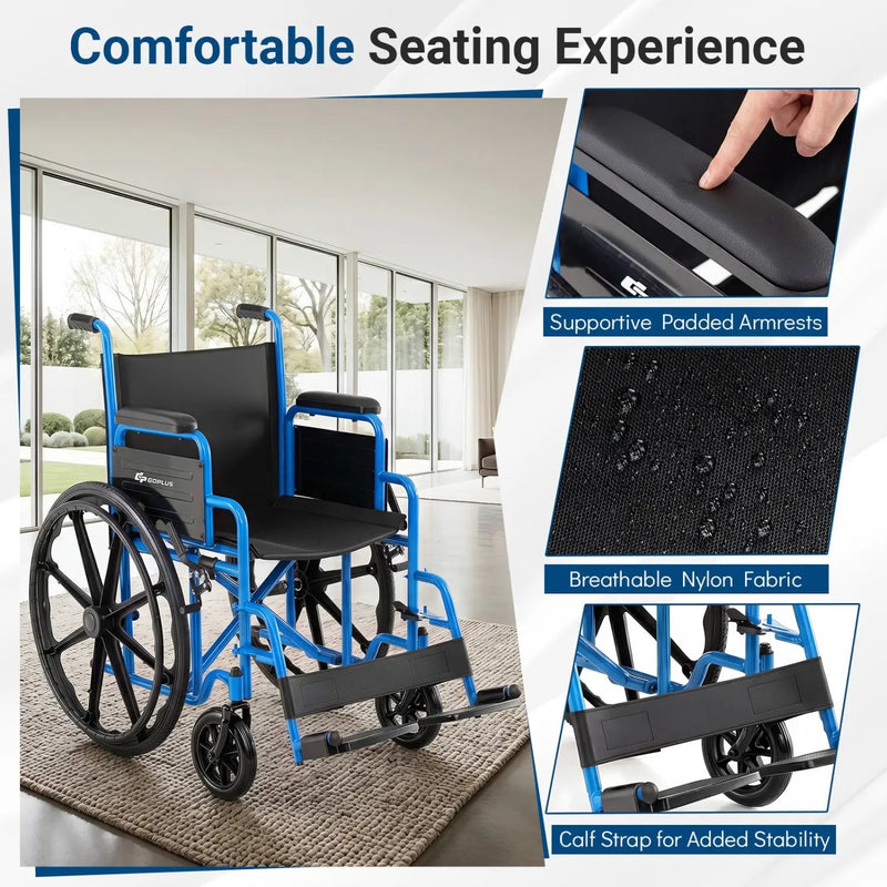 Folding Wheelchair for Adults with Swing-Away Footrest by DirectDeals