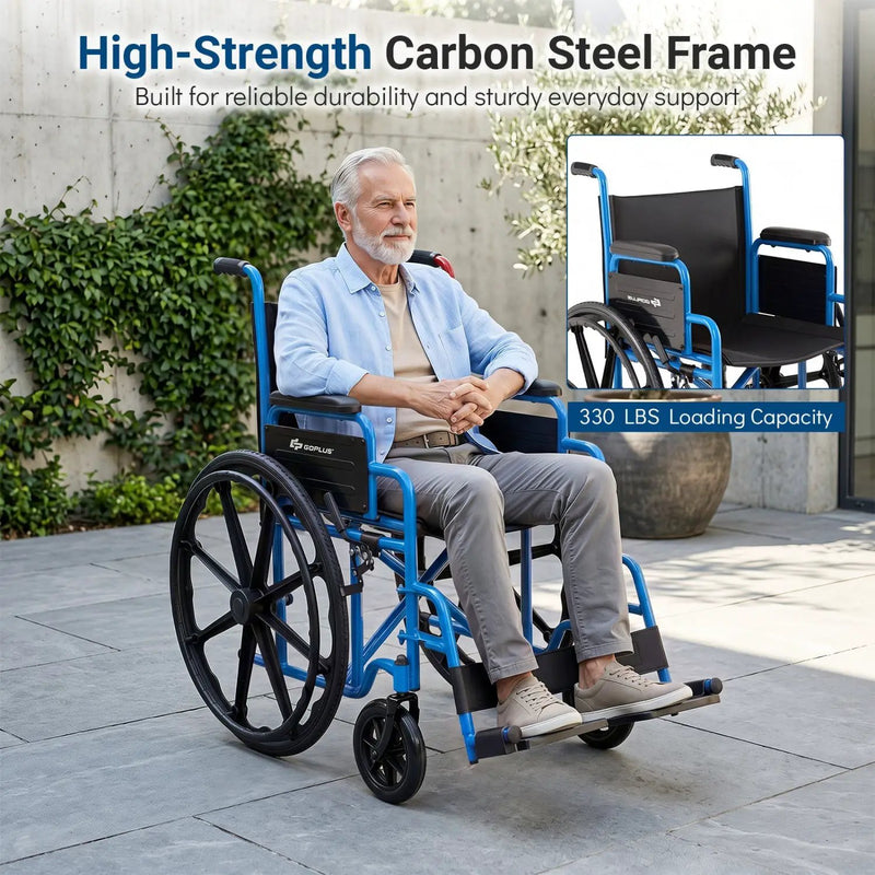 Folding Wheelchair for Adults with Swing-Away Footrest by DirectDeals