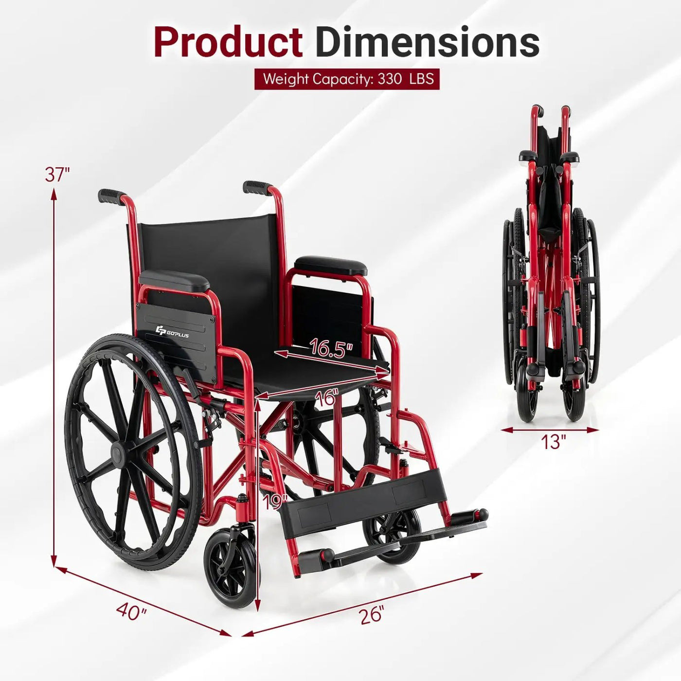 Folding Wheelchair for Adults with Swing-Away Footrest by DirectDeals