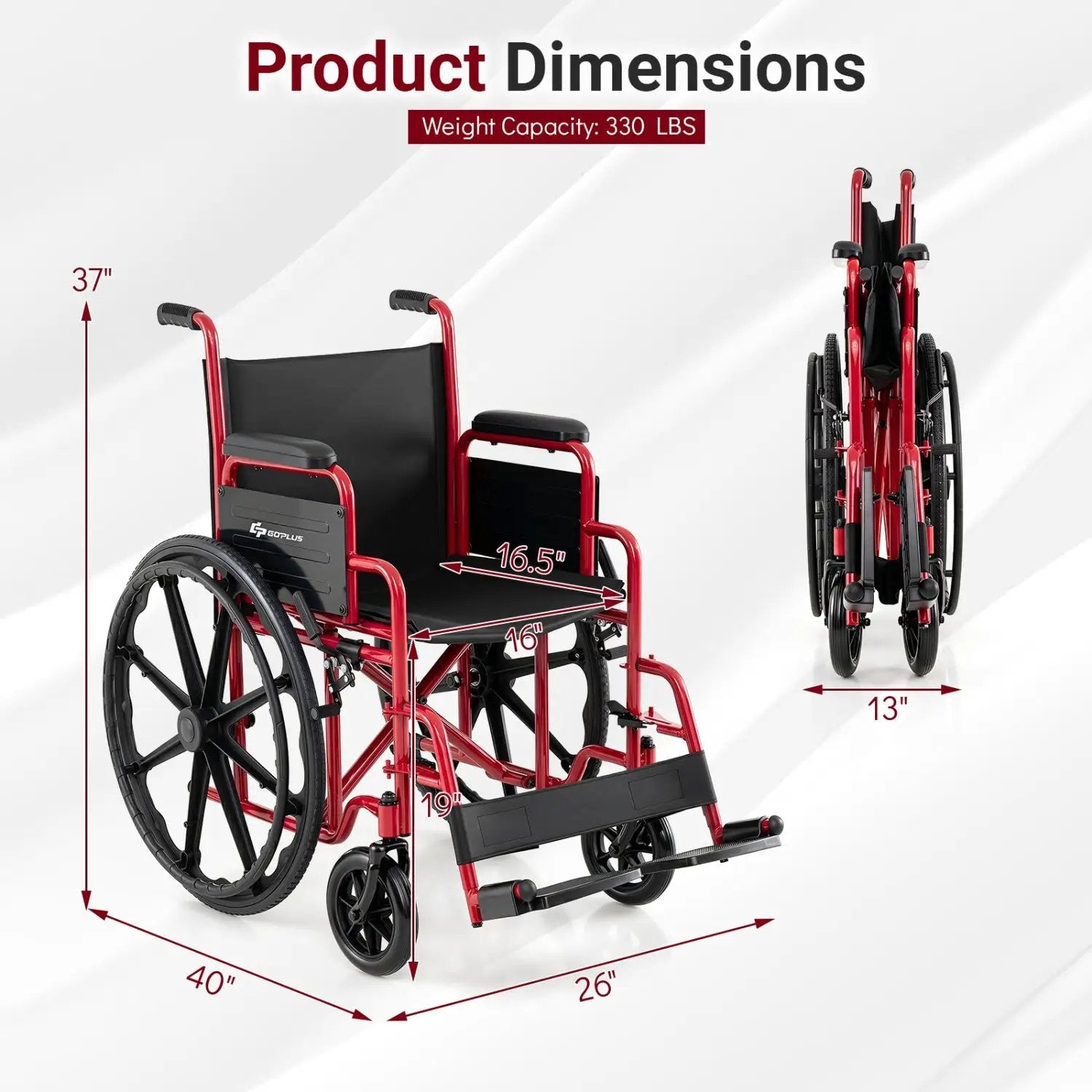 Folding Wheelchair for Adults with Swing-Away Footrest by DirectDeals