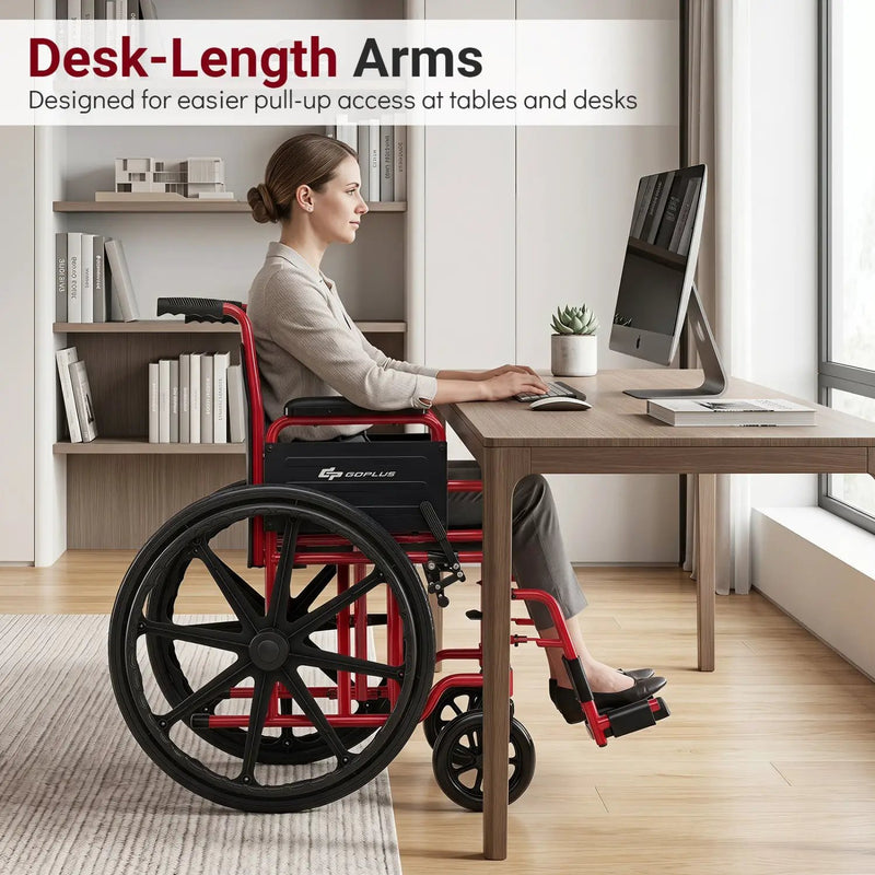 Folding Wheelchair for Adults with Swing-Away Footrest by DirectDeals
