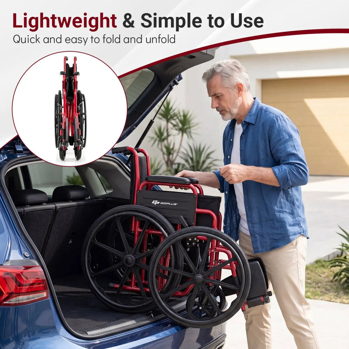 Folding Wheelchair for Adults with Swing-Away Footrest by DirectDeals