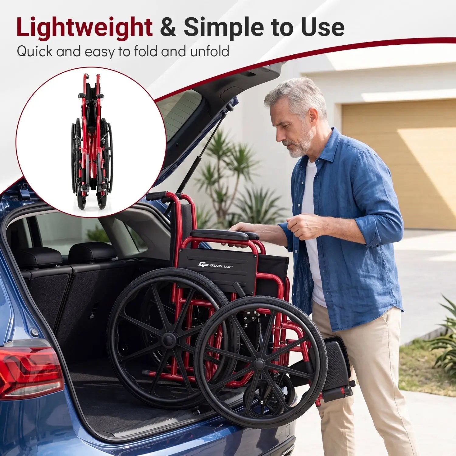 Folding Wheelchair for Adults with Swing-Away Footrest by DirectDeals