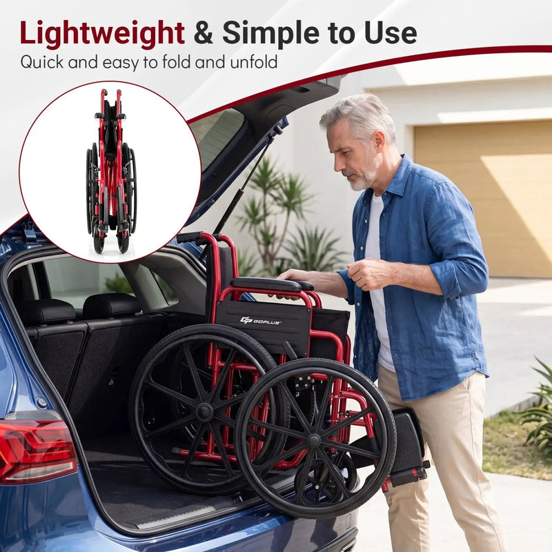 Folding Wheelchair for Adults with Swing-Away Footrest by DirectDeals