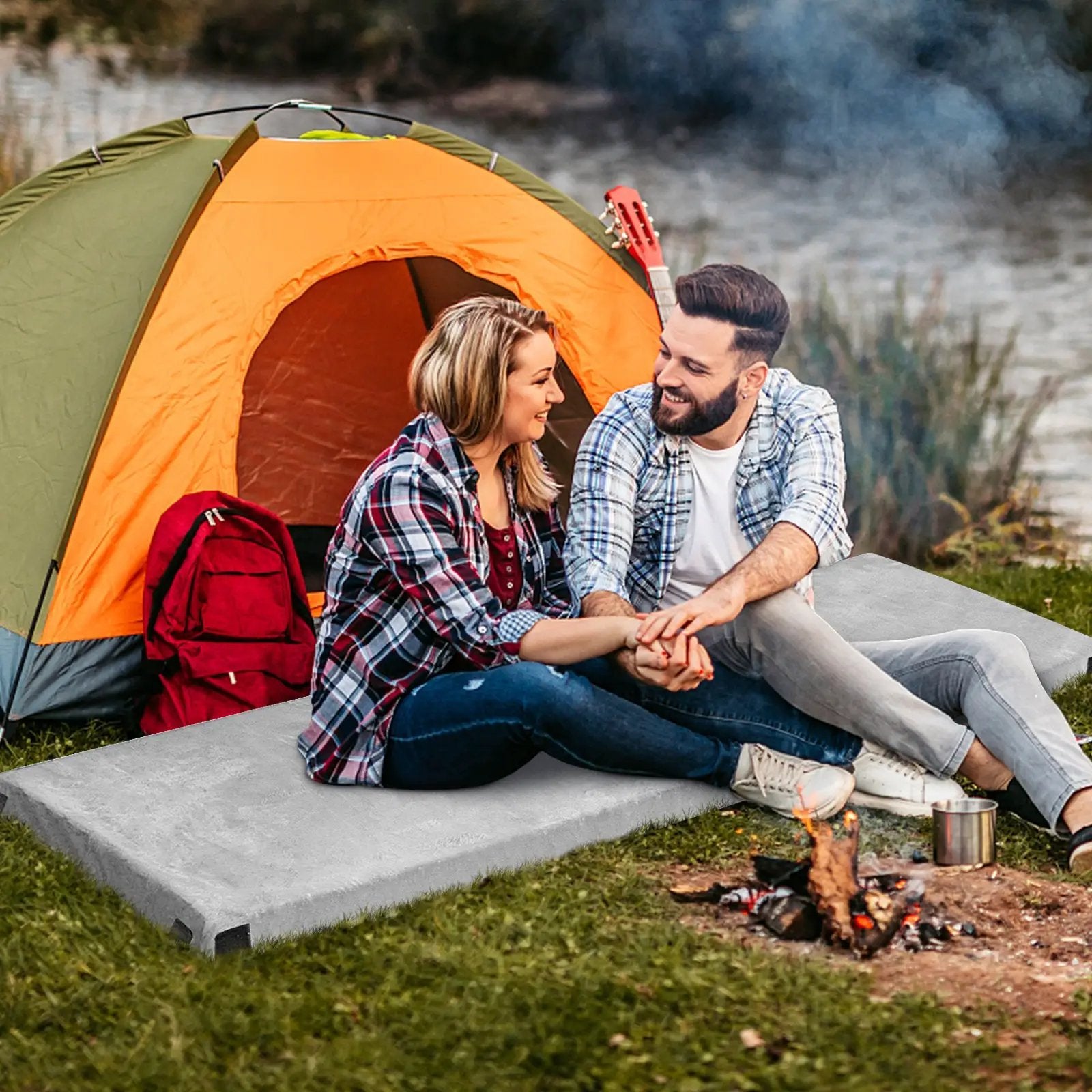 Lightweight Portable Memory Camping Mattress with Carrying Bag by DirectDeals