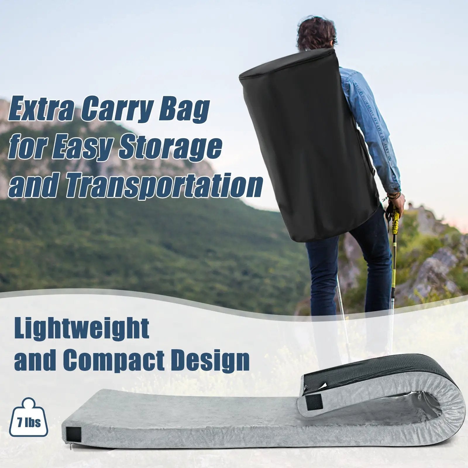 Lightweight Portable Memory Camping Mattress with Carrying Bag by DirectDeals