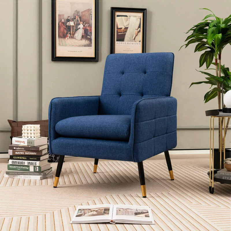 Linen Fabric Accent Chair with Removable Seat Cushion by DirectDeals