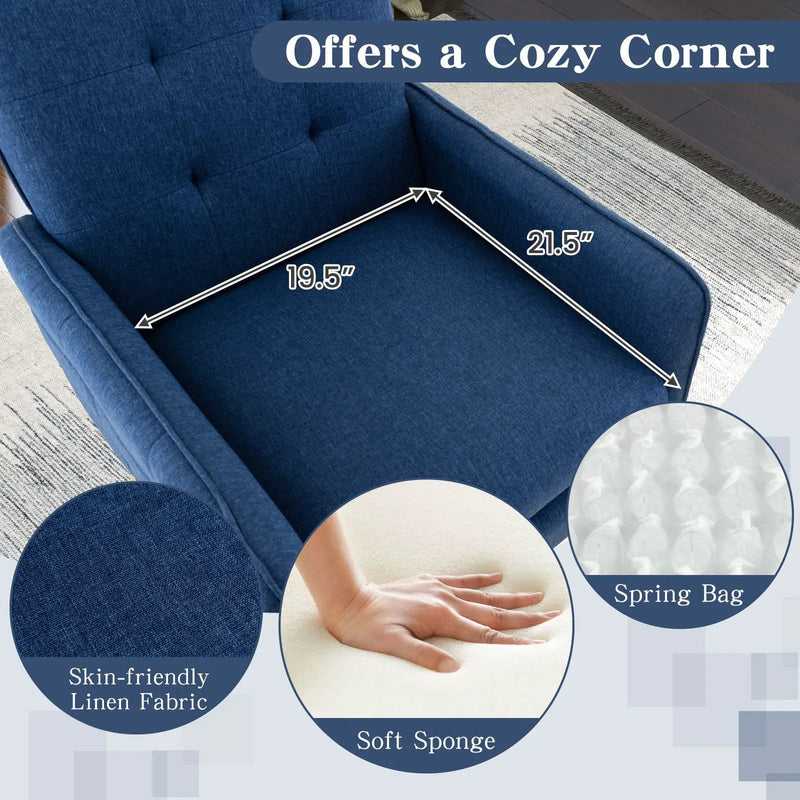 Linen Fabric Accent Chair with Removable Seat Cushion by DirectDeals
