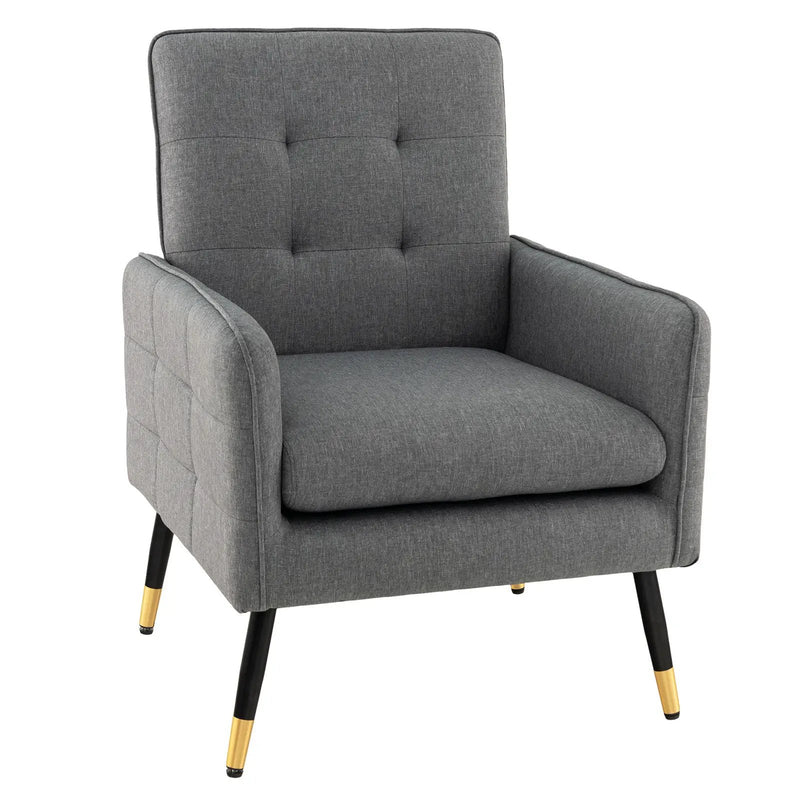 Linen Fabric Accent Chair with Removable Seat Cushion by DirectDeals