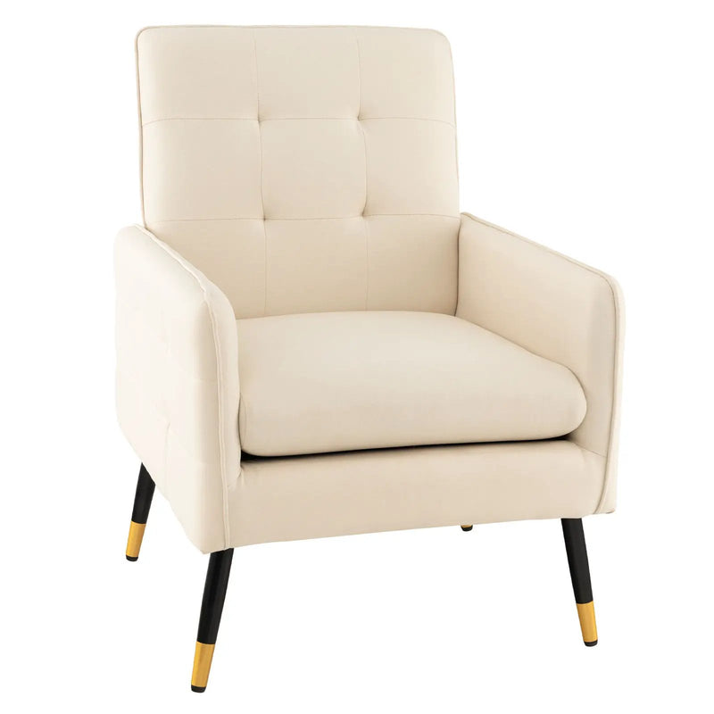 Linen Fabric Accent Chair with Removable Seat Cushion by DirectDeals