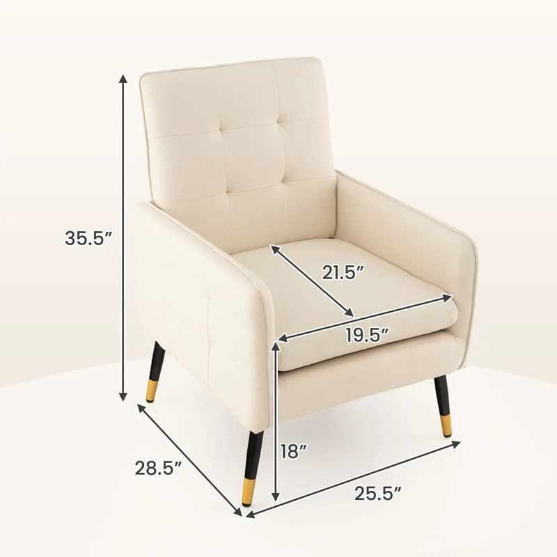 Linen Fabric Accent Chair with Removable Seat Cushion by DirectDeals