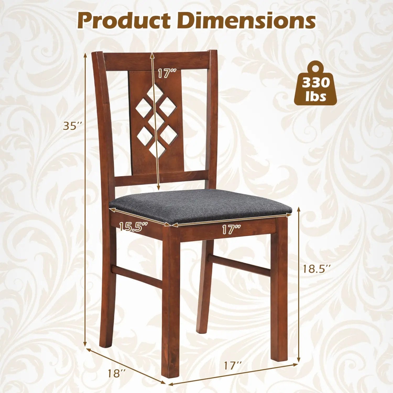 Upholstered Dining Chairs Set of 2 with Wood Frame by DirectDeals