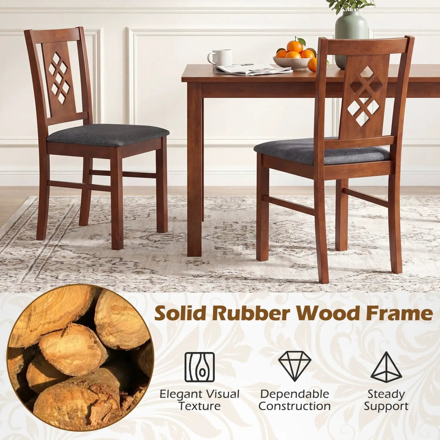 Upholstered Dining Chairs Set of 2 with Wood Frame by DirectDeals