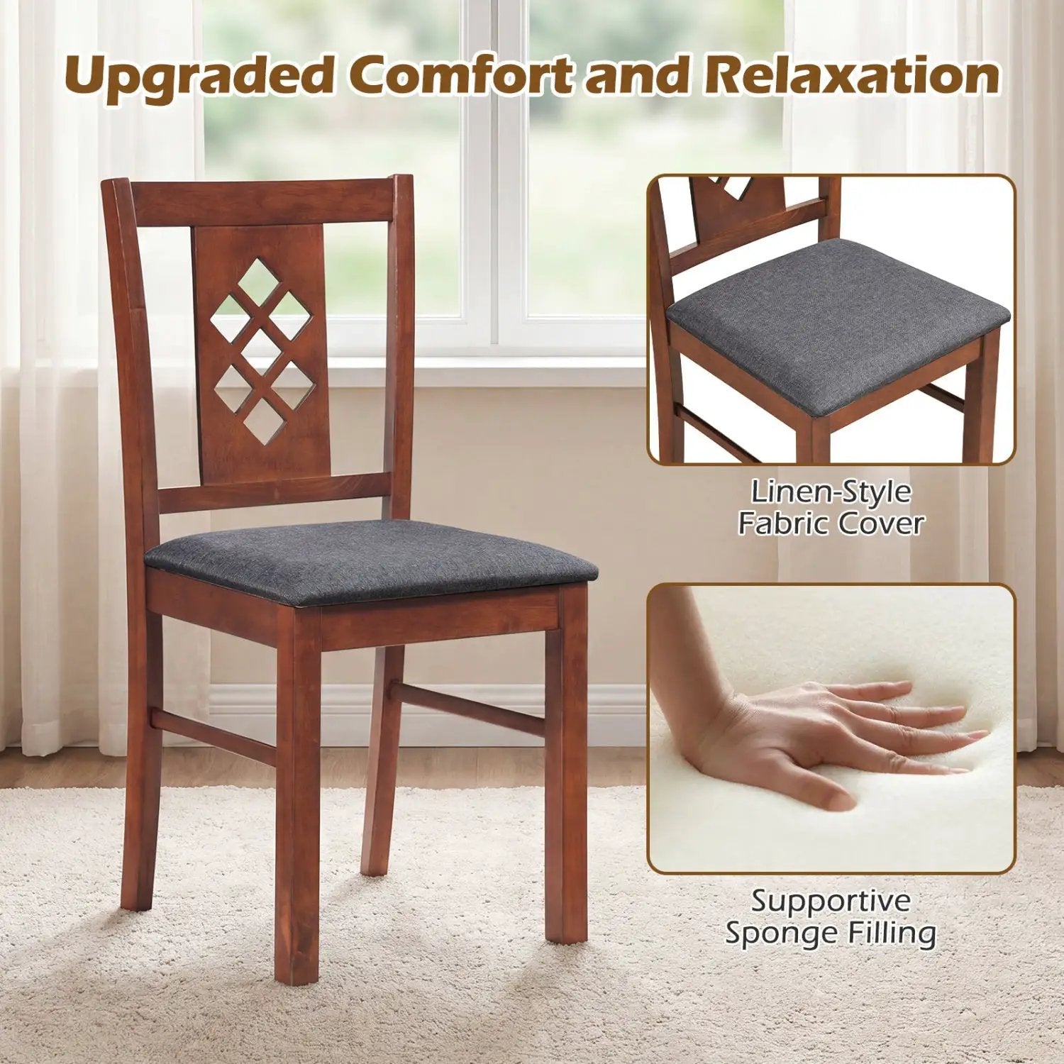 Upholstered Dining Chairs Set of 2 with Wood Frame by DirectDeals