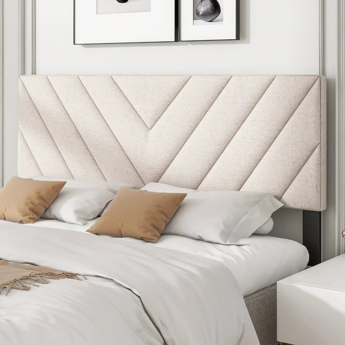 Linen Upholstered Headboard for Full and Queen Size Bed Frames by DirectDeals