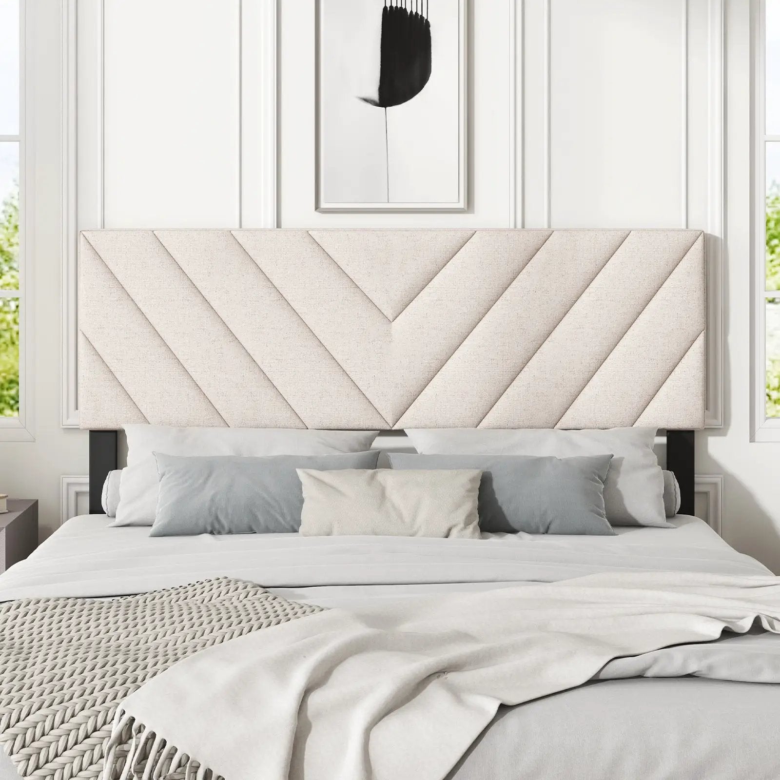 Linen Upholstered Headboard for Full and Queen Size Bed Frames by DirectDeals
