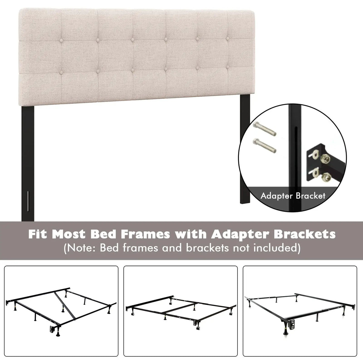 Linen Upholstered Headboard with Solid Rubber Wood Legs by DirectDeals