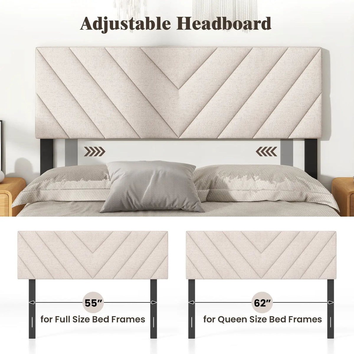 Linen Upholstered Headboard for Full and Queen Size Bed Frames by DirectDeals
