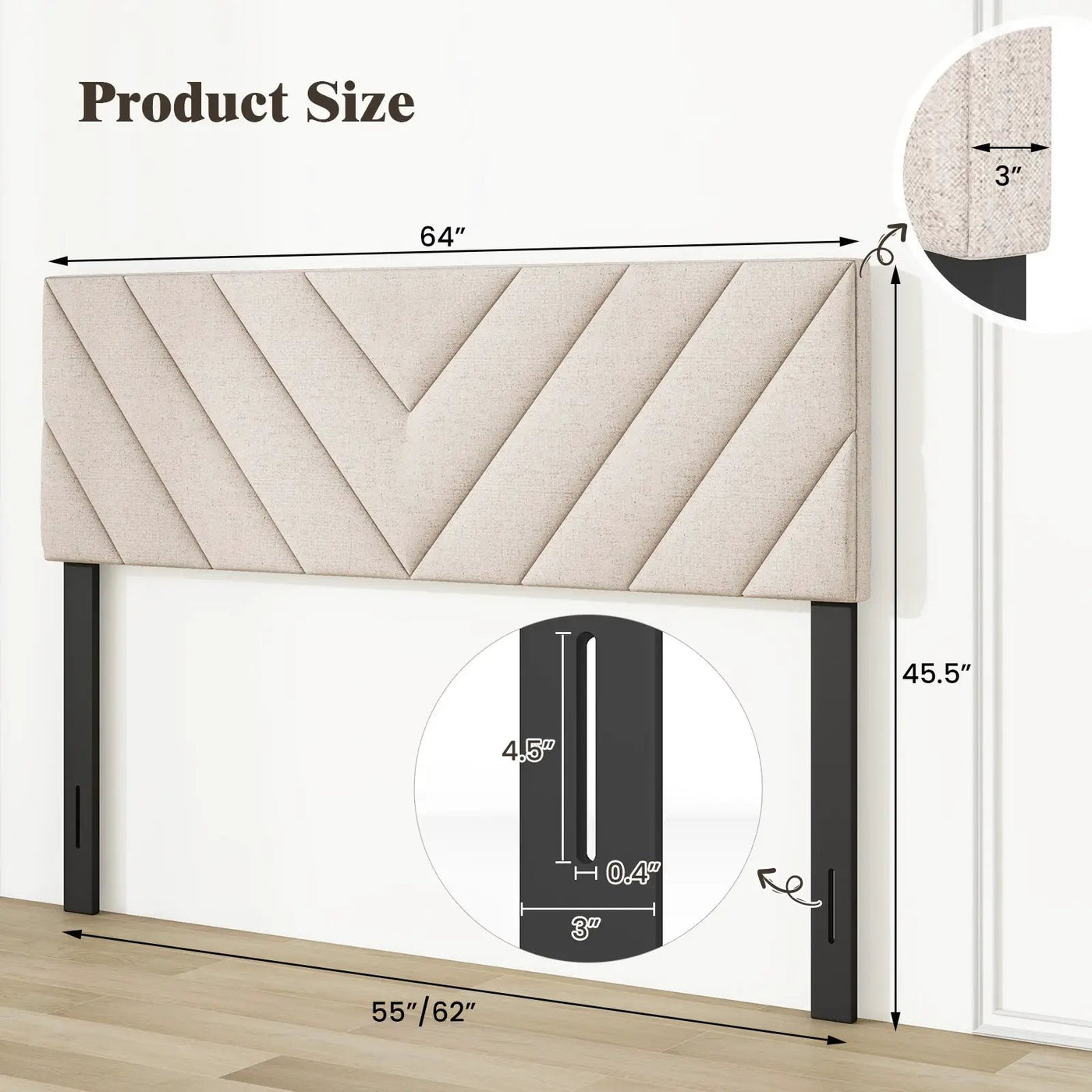 Linen Upholstered Headboard for Full and Queen Size Bed Frames by DirectDeals