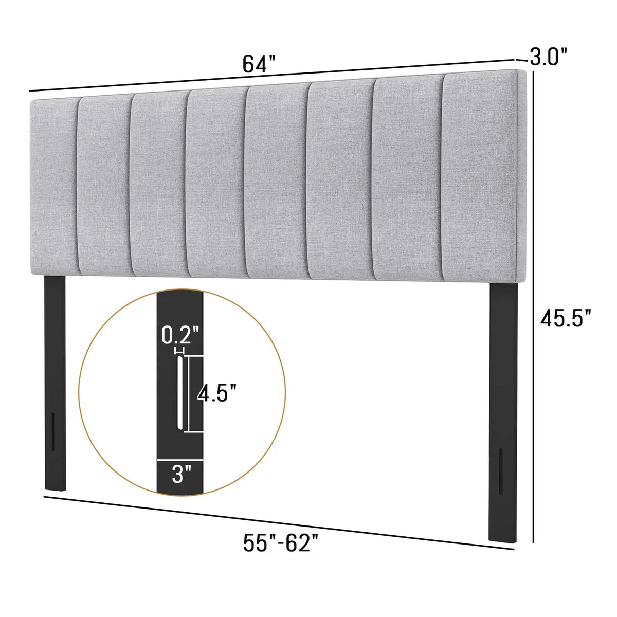 Linen Upholstered Headboard with Solid Wood Legs and Adjustable Width by DirectDeals