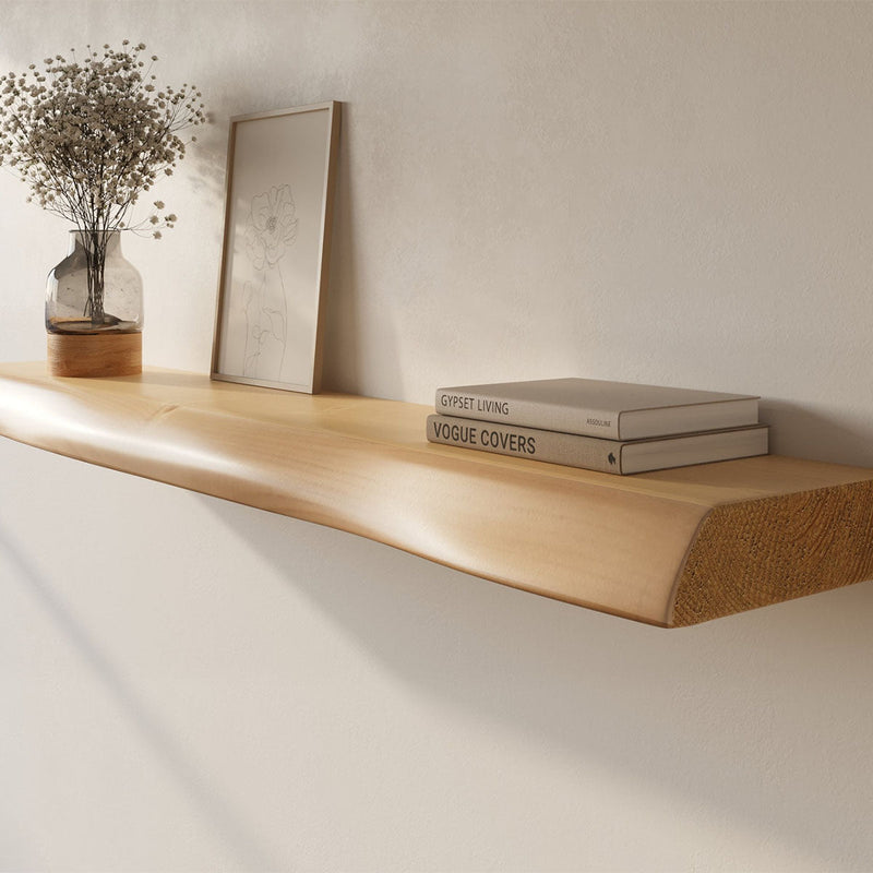 Live Edge Floating Wall Shelf – Solid Real Wood by Dogberrycollections