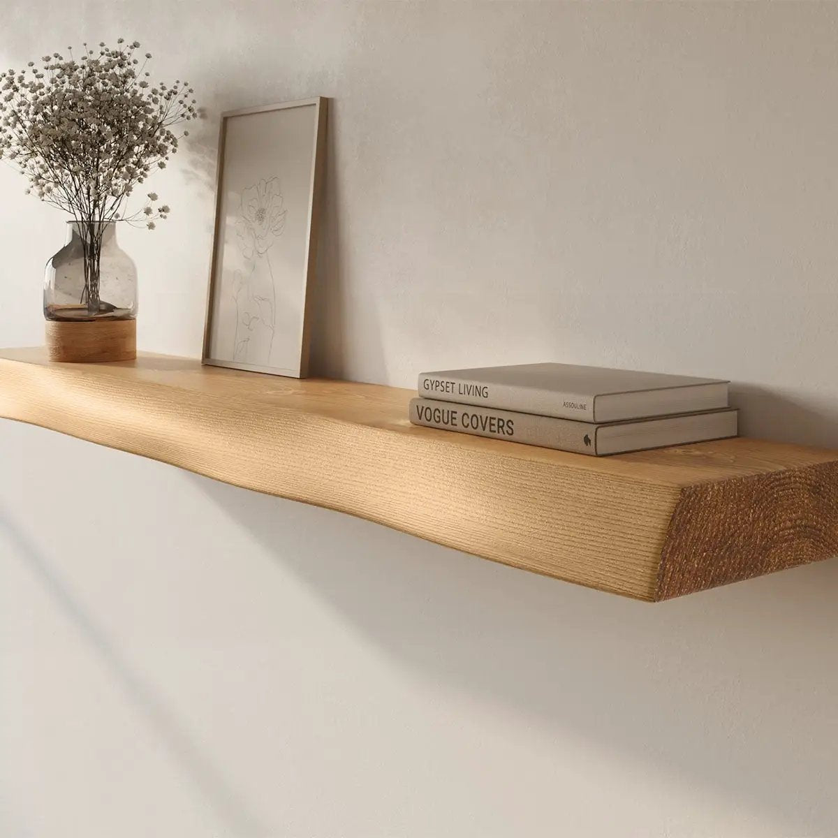 Live Edge Floating Wall Shelf – Solid Real Wood by Dogberrycollections