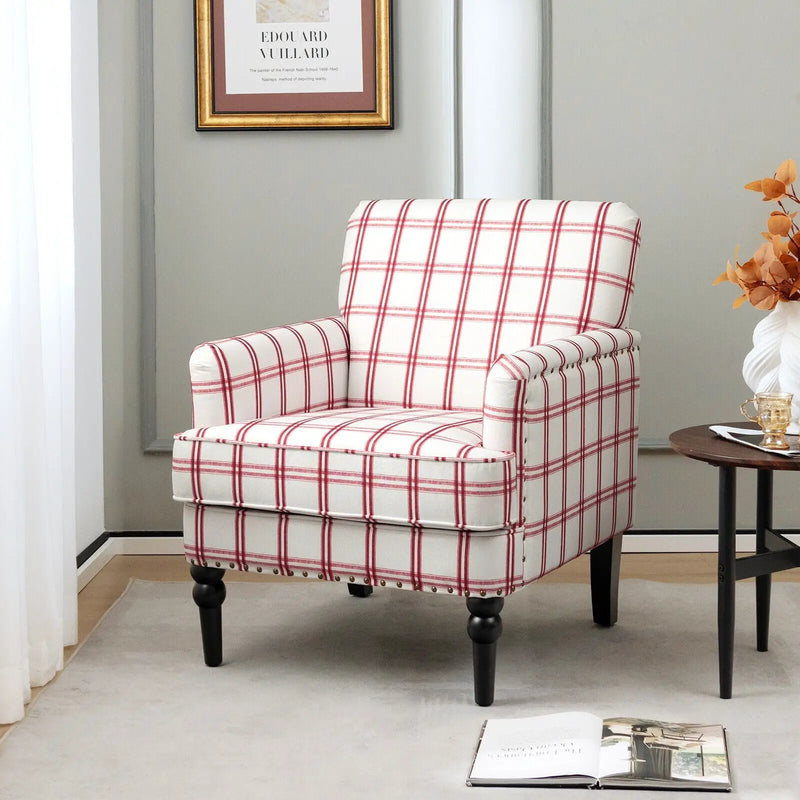 Modern Upholstered Padded Accent Chair with Rubber Wood Legs by DirectDeals