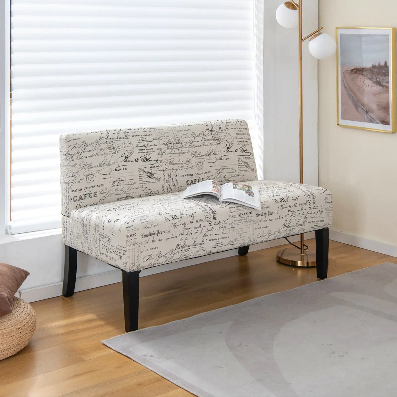 Living Room Wooden Leg Armless Loveseat Sofa-Multicolor by DirectDeals
