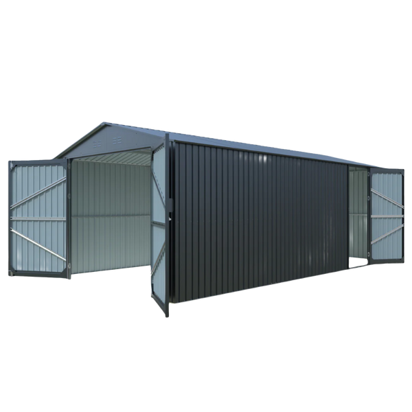 10'x20' Plus Upgraded Metal Shed with Double Front Doors & Side Entry Door