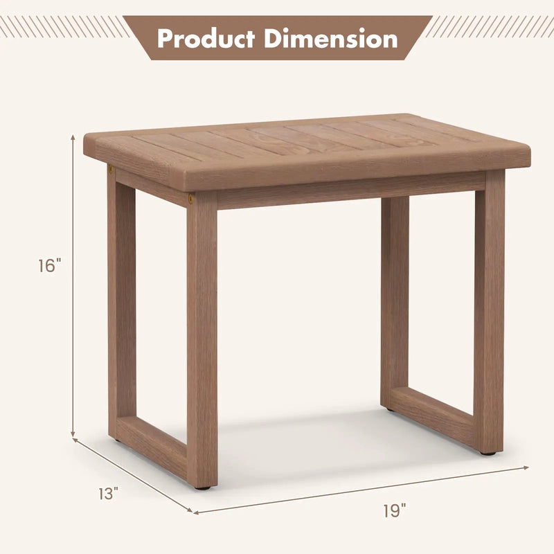 Long Natural Wood Bath Spa Stool with Non-slip Foot Pads for Elderly by DirectDeals