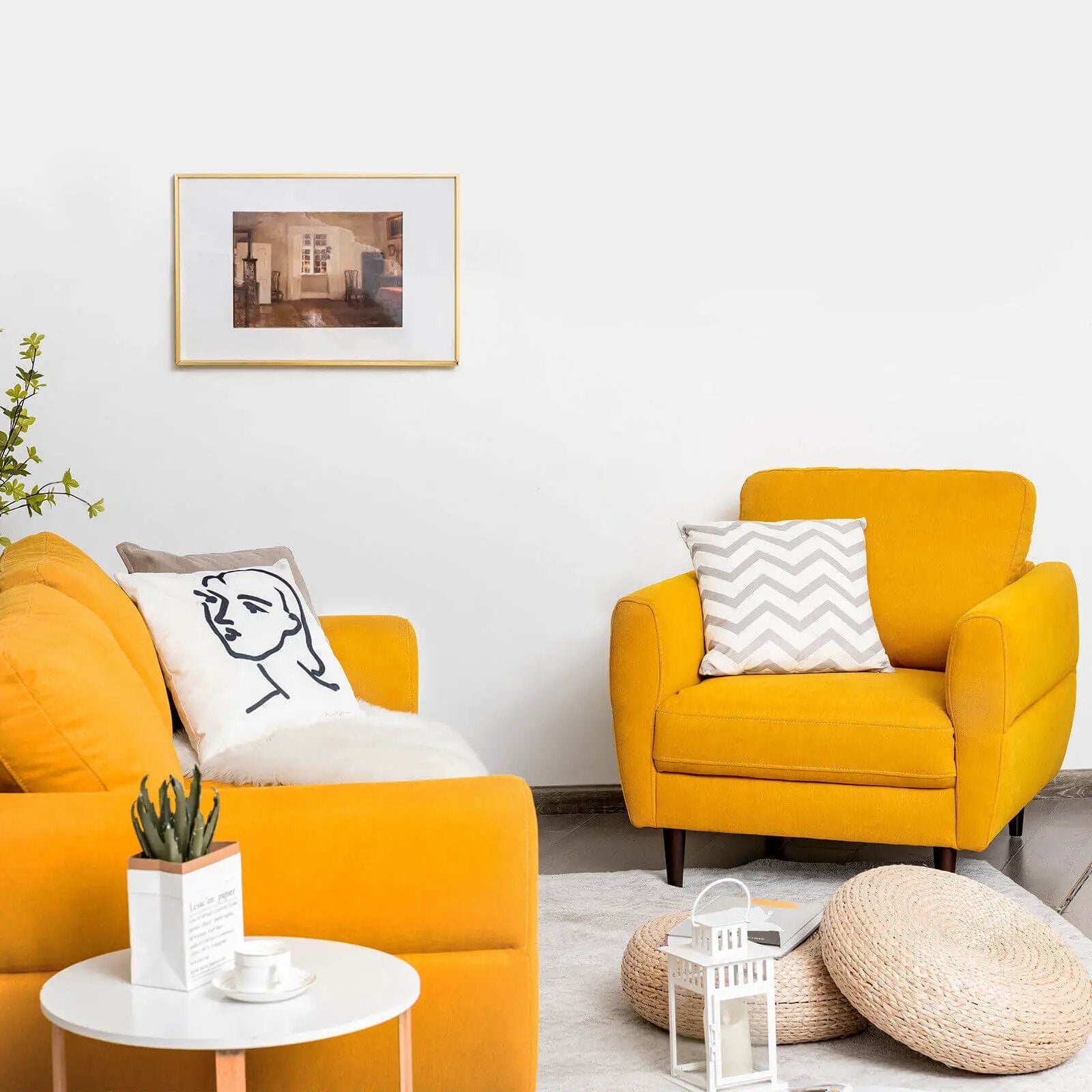 2 Pieces Upholstered Sofa Set with Removable Cushion Covers by DirectDeals